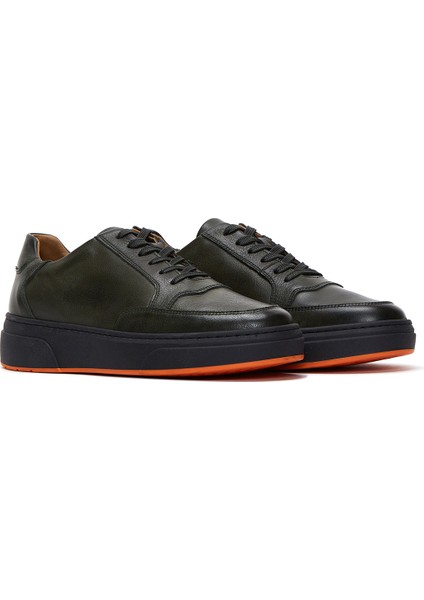 Erkek Haki Bağcıklı Kalın Tabanlı Deri Sneaker 25WFD610618 modelleri