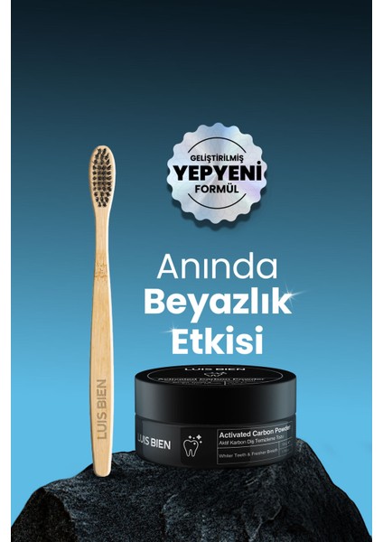 Aktif Karbon Diş Temizleme Tozu 50 gr + Bambu Diş Fırçası Set