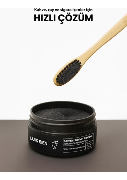 Aktif Karbon Diş Temizleme Tozu 50 gr + Bambu Diş Fırçası Set fırsatları