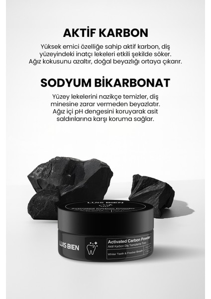 Aktif Karbon Diş Temizleme Tozu 50 gr + Bambu Diş Fırçası Set