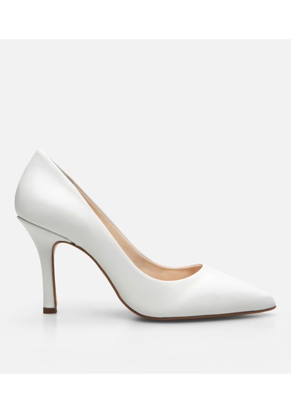 Kadın Deri Beyaz Stiletto