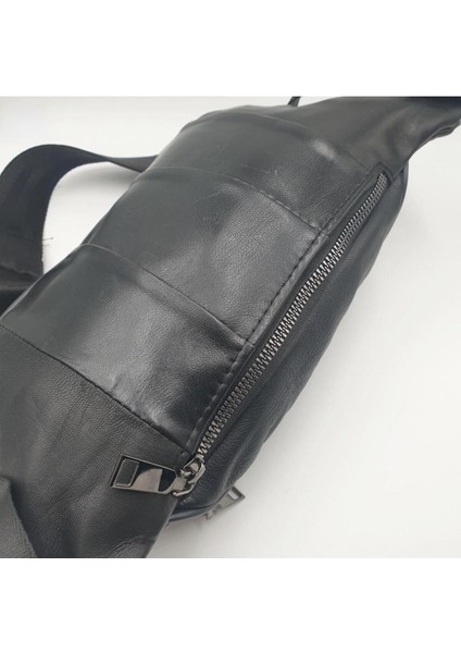 Ayarlanabilir Deri Bel Çantası, Siyah, Şık ve Rahat Kullanım indirimleri