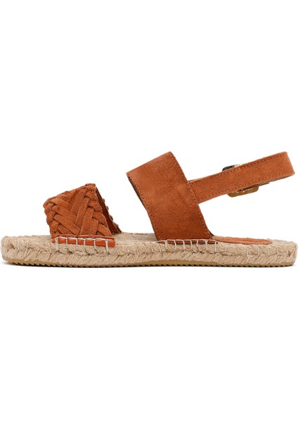 Kadın Turuncu Örgü Detaylı Süet Deri Espadril 25SFD206310 fiyatları