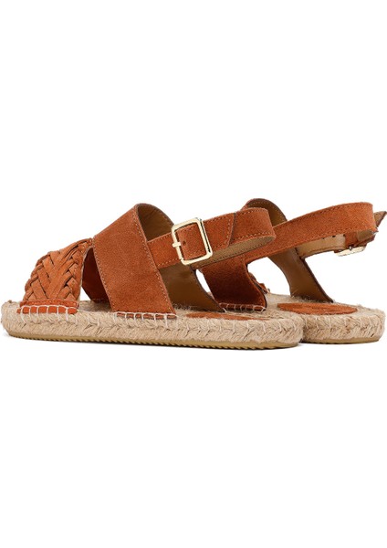 Kadın Turuncu Örgü Detaylı Süet Deri Espadril 25SFD206310 indirimleri
