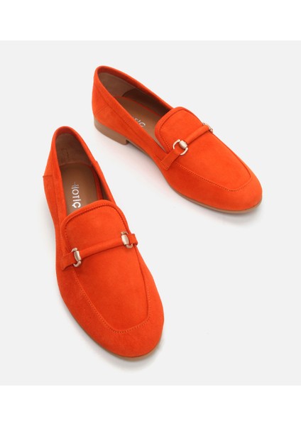 Kadın Deri Turuncu Loafer modelleri
