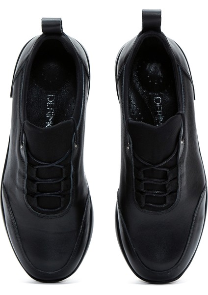 Kadın Siyah Bağcıklı Deri Casual Ayakkabı 25AFD410418