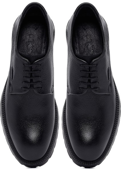 Erkek Siyah Bağcıklı Deri Casual Ayakkabı 25WFD7503FT