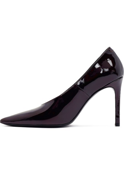 Kadın Bordo Yüksek Ince Topuklu Rugan Deri Stiletto 25AFD162216 fırsatları