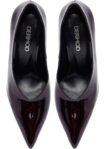 Kadın Bordo Yüksek Ince Topuklu Rugan Deri Stiletto 25AFD162216