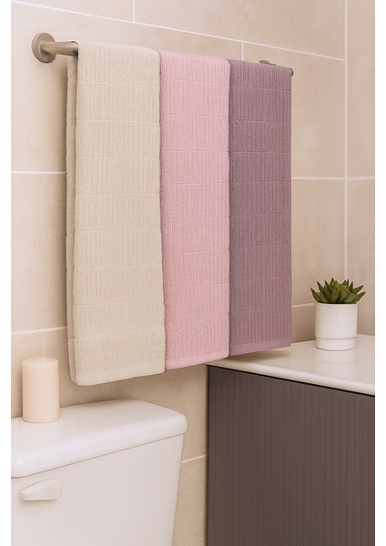 Atlas 3’lü Banyo Havlu Seti – 100X150 cm %100 Pamuk, Yumuşak Dokulu, Örgü Desen. fiyatları