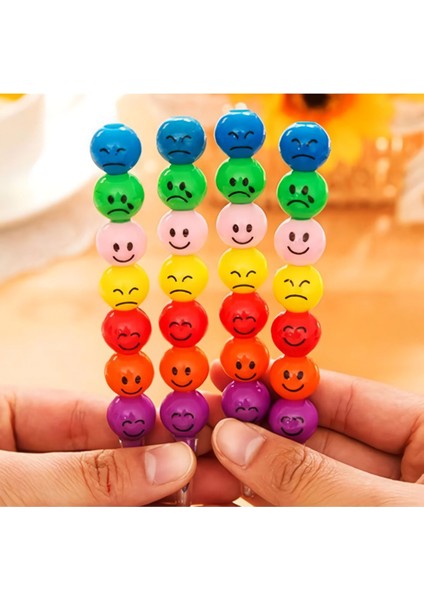 Renkli Eğlenceli Emoji Yüzlü Yumurtlayan Kalem Renkli Boya Kalemi Seti 4'lü Paket Mini Boya Seti