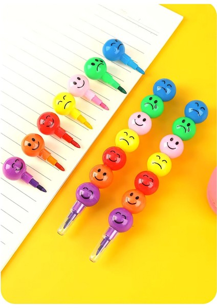 Renkli Eğlenceli Emoji Yüzlü Yumurtlayan Kalem Renkli Boya Kalemi Seti 4'lü Paket Mini Boya Seti fırsatları