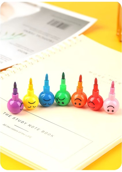 Renkli Eğlenceli Emoji Yüzlü Yumurtlayan Kalem Renkli Boya Kalemi Seti 4'lü Paket Mini Boya Seti indirimleri