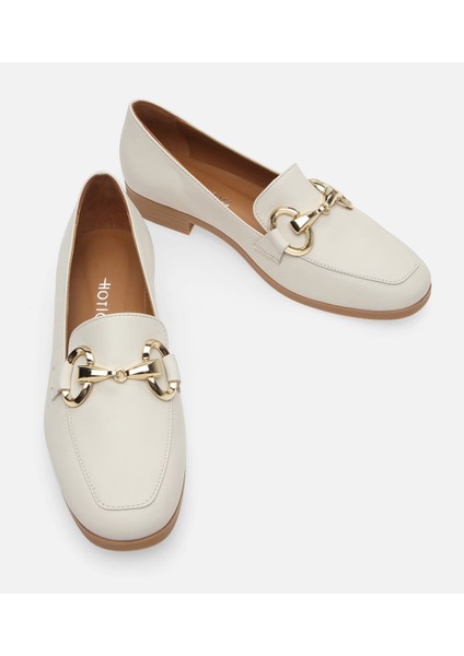 Kadın Deri Ekru Loafer fırsatları