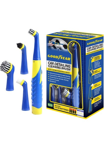 Profesyonel Araç Temizlik Fırçası 4 Başlıklı, Ultrasonik Titreşimli, Iç ve Dış Temizlik