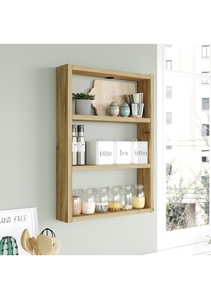 Monya 3'lü Duvar Rafı Mutfak Banyo Rafı Keçe Mon1-Ke