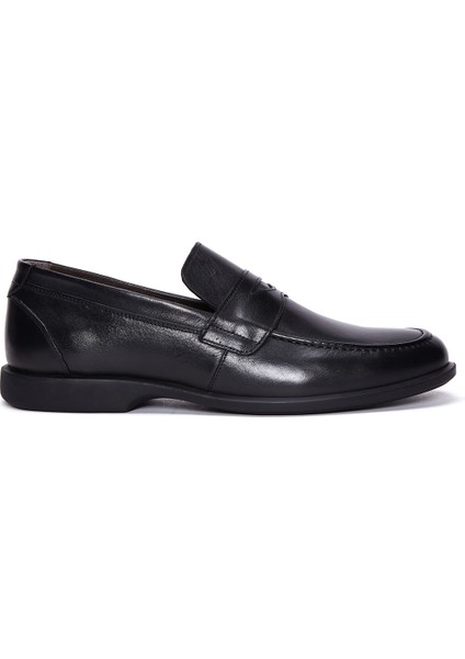 Erkek Siyah Deri Klasik Loafer 25WFD670118