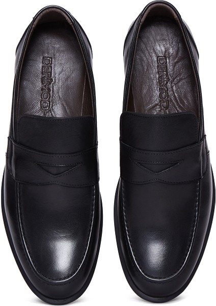 Erkek Siyah Deri Klasik Loafer 25WFD670118