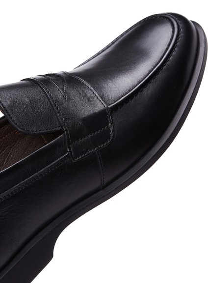 Erkek Siyah Deri Klasik Loafer 25WFD670118