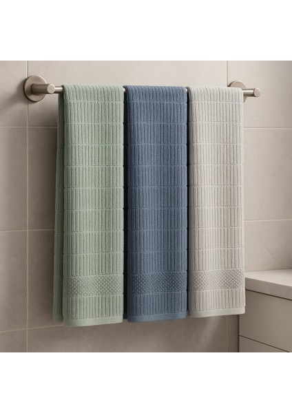 Atlas 3’lü Banyo Havlu Seti – 100X150 cm %100 Pamuk, Yumuşak Dokulu, Örgü Desen. fiyatları