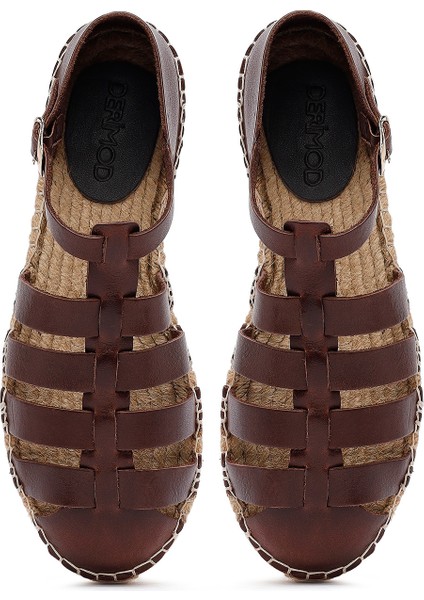 Kadın Kahverengi Deri Espadril 25SFD206518