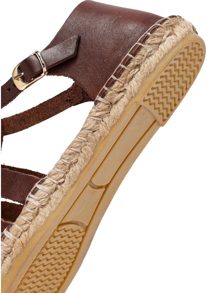 Kadın Kahverengi Deri Espadril 25SFD206518