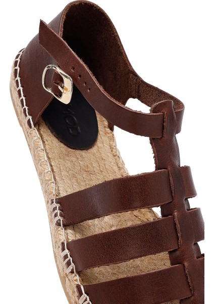 Kadın Kahverengi Deri Espadril 25SFD206518