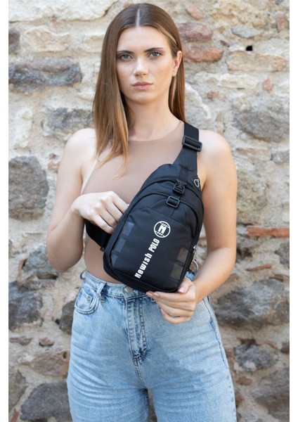 Siyah Unisex Cross Body Çanta, Günlük ve Şık Omuz ve Göğüs Tasarımı