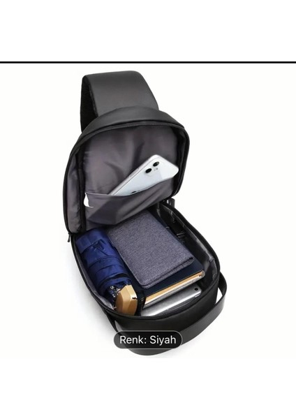 Siyah Çift Yönlü Sert Kabuk Crossbody Omuz ve Bel Çantası fiyatları