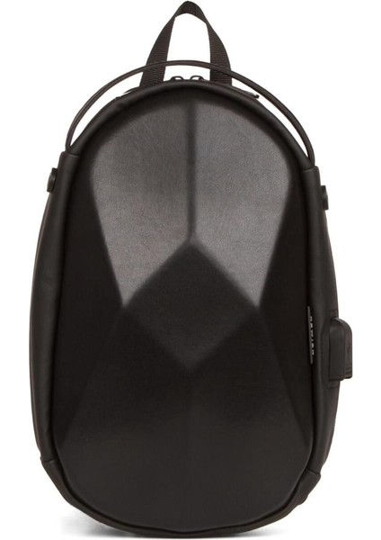 Siyah Çift Yönlü Sert Kabuk Crossbody Omuz ve Bel Çantası