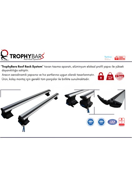 Daewoo Kalos 2003 - 2014 Model Arası Uyumlu Ara Atkı Tavan Barı Trophy Siyah