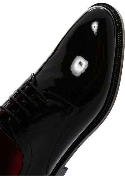 Erkek Siyah Bağcıklı Rugan Deri Klasik Ayakkabı 25WFD602216