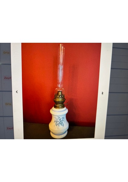 Antika Fransız Porselen Gaz Lambası 47 cm Boyunda
