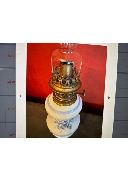 Antika Fransız Porselen Gaz Lambası 47 cm Boyunda fiyatları