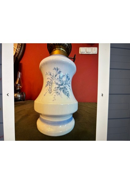 Antika Fransız Porselen Gaz Lambası 47 cm Boyunda fırsatları