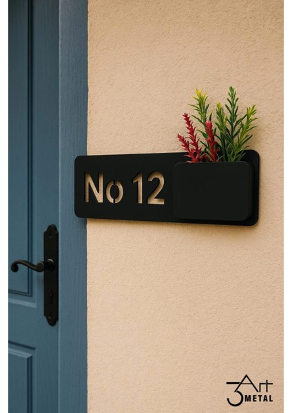 Metal Siyah Lazer Kesim Kapı Numarası Saksılı Tabela | Modern Vidalı Dış Kapı Numaratör Dekorasyon fiyatları