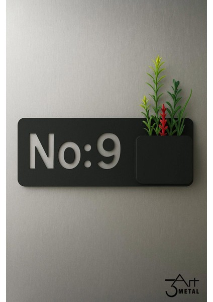 Metal Siyah Lazer Kesim Kapı Numarası Saksılı Tabela | Modern Vidalı Dış Kapı Numaratör Dekorasyon fırsatları