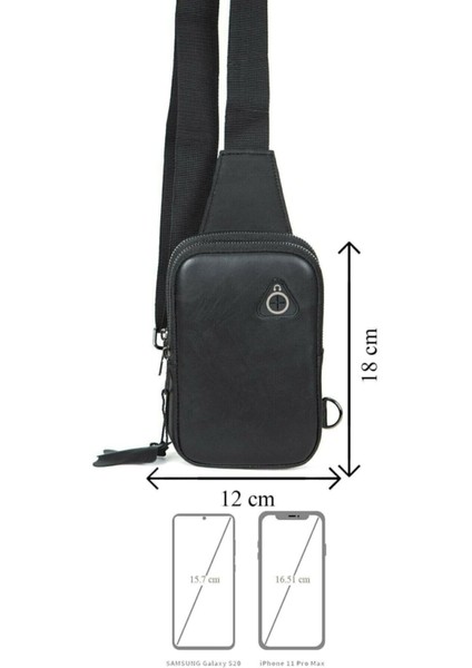 Hakiki Deri Telefon Bölmeli Çapraz Omuz Çantası, Şık ve Kullanışlı Tasarım, Siyah Renk fiyatları
