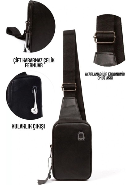 Hakiki Deri Telefon Bölmeli Çapraz Omuz Çantası, Şık ve Kullanışlı Tasarım, Siyah Renk modelleri