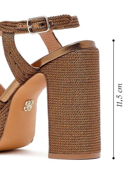 Kadın Bronz Bilekten Tokalı Yüksek Kalın Topuklu Platform Hasır Sandalet 25SFD4433M7 fiyatları