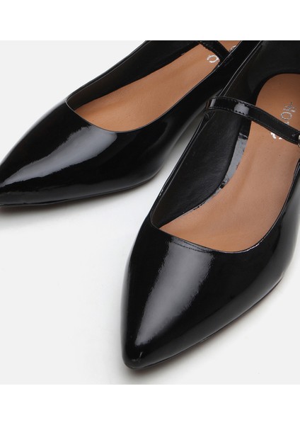 01AYH290840A100 MARY Jane Hakiki Deri Siyah Kadın Kalın Topuk fırsatları