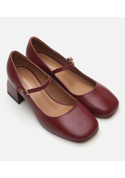 01AYH291060A780 MARY Jane Hakiki Deri Bordo Kadın Kalın Topuk fiyatları