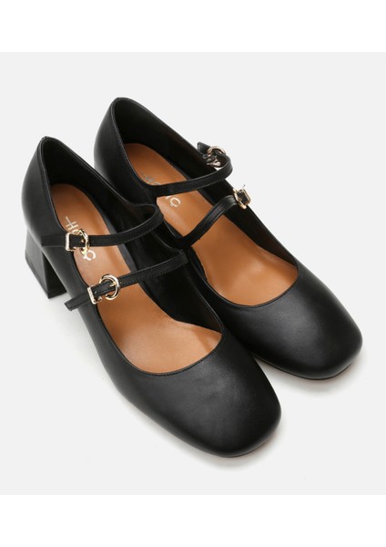 01AYH290850A100 MARY Jane Siyah Kadın Kalın Topuk fiyatları