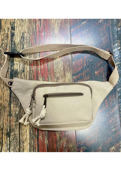 Renkli Kanvas Bel Çantası, 3 Gözlü, Su Geçirmez, Unisex, Omuz ve Bel Kullanımı
