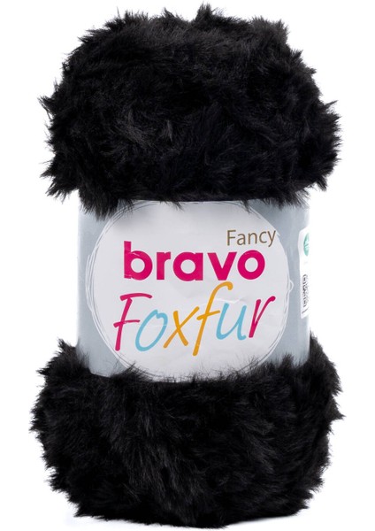 Foxfur 39 Siyah 100 gr 50 mt Kürk Ipi Örgü Ipi