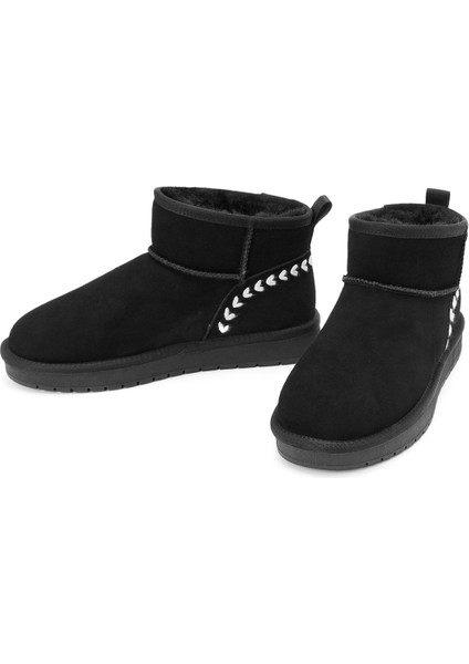 Kadın Siyah Kürk Detaylı Süet Deri Teddy Bot 25WFD478010 modelleri