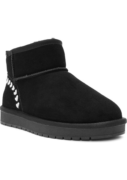 Kadın Siyah Kürk Detaylı Süet Deri Teddy Bot 25WFD478010