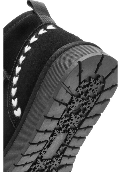 Kadın Siyah Kürk Detaylı Süet Deri Teddy Bot 25WFD478010