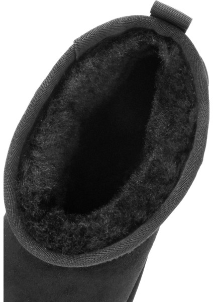 Kadın Siyah Kürk Detaylı Süet Deri Teddy Bot 25WFD478010