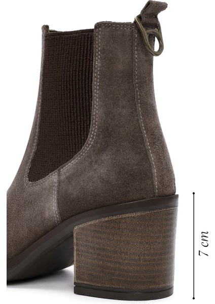 Kadın Vizon Topuklu Süet Deri Kovboy Bot 25WFD200610 fiyatları